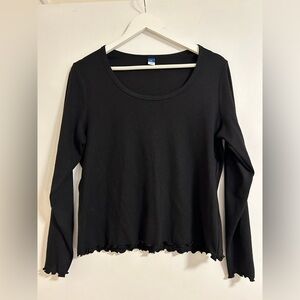 Old Navy Cozy Pointelle-Knit Pajama Top for Women, Balck, XL​